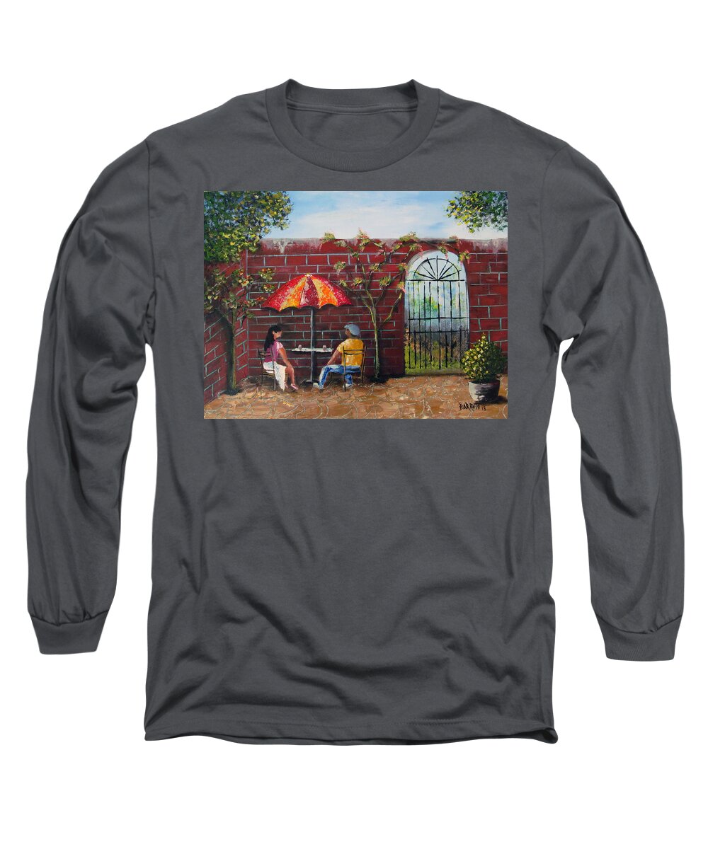 Flowers Long Sleeve T-Shirt featuring the painting A Moment In Time by Gloria E Barreto-Rodriguez