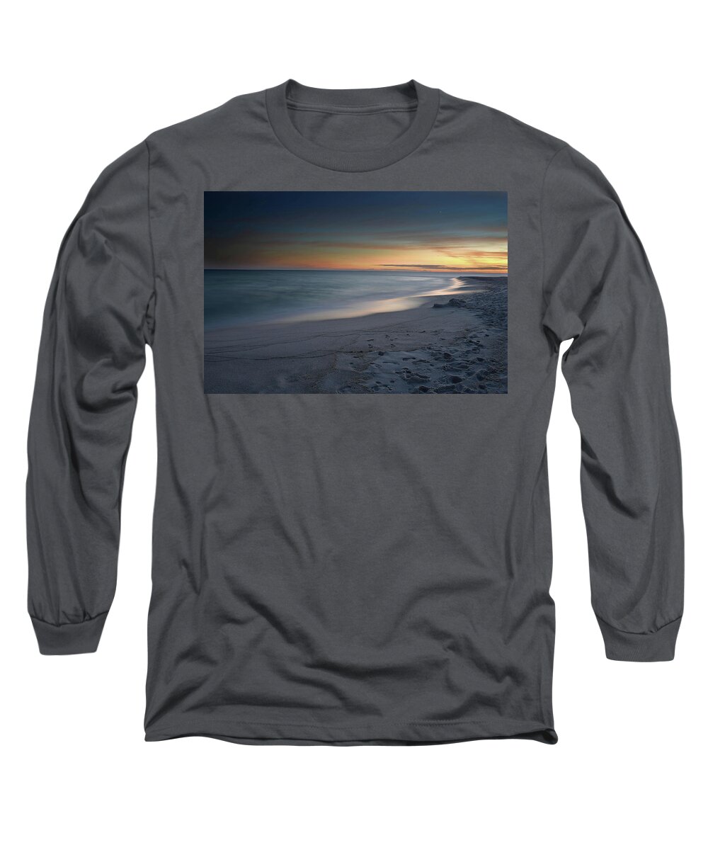 Sunset Long Sleeve T-Shirt featuring the photograph A Sandy Shoreline at Sunset by Renee Hardison