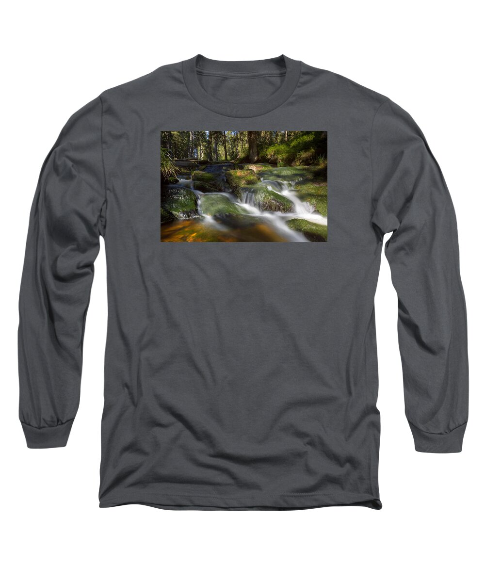 Waterfall Long Sleeve T-Shirt featuring the photograph A Touch of Light by Andreas Levi