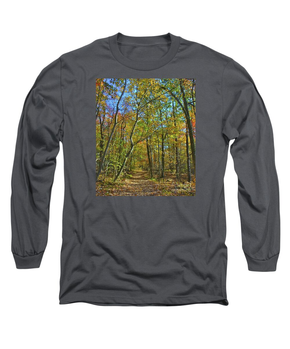Fall Long Sleeve T-Shirt featuring the photograph A Walk in the Woods by Tracy Rice Frame Of Mind
