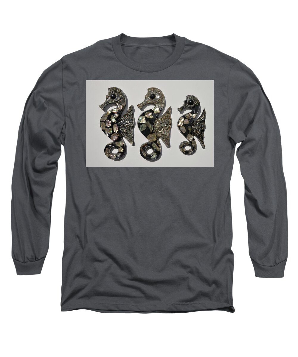 Seahorse Long Sleeve T-Shirt featuring the photograph Abalone seahorses by Erik Burg
