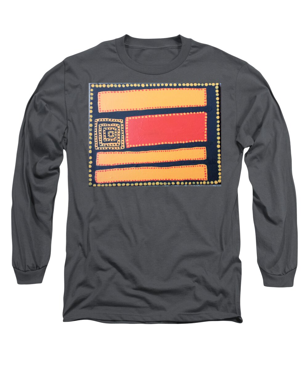 Aboriginal Abstract Long Sleeve T-Shirt featuring the painting Aboriginal #1 by Elise Boam