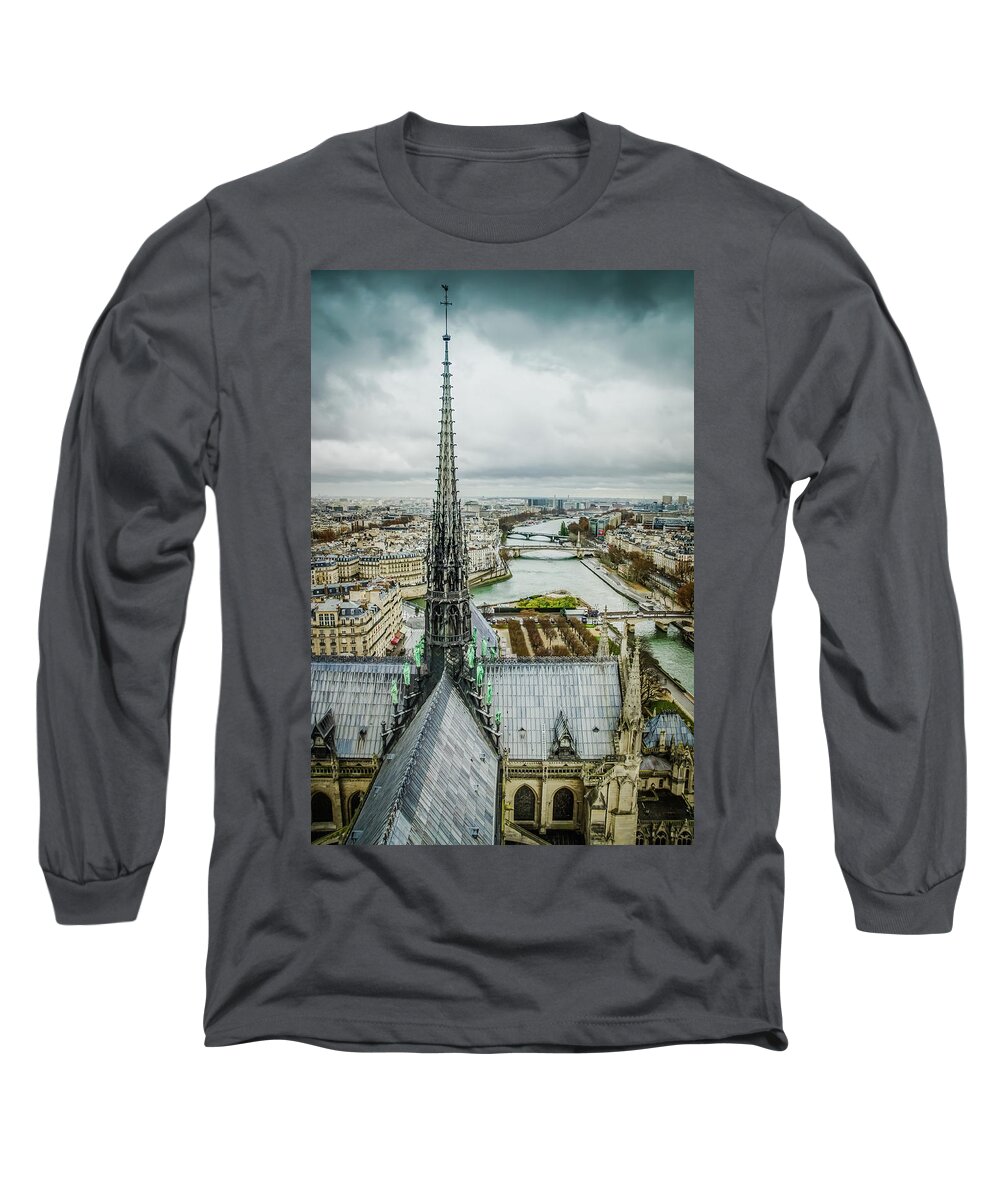 Paris Long Sleeve T-Shirt featuring the photograph Above Paris by Rebekah Zivicki