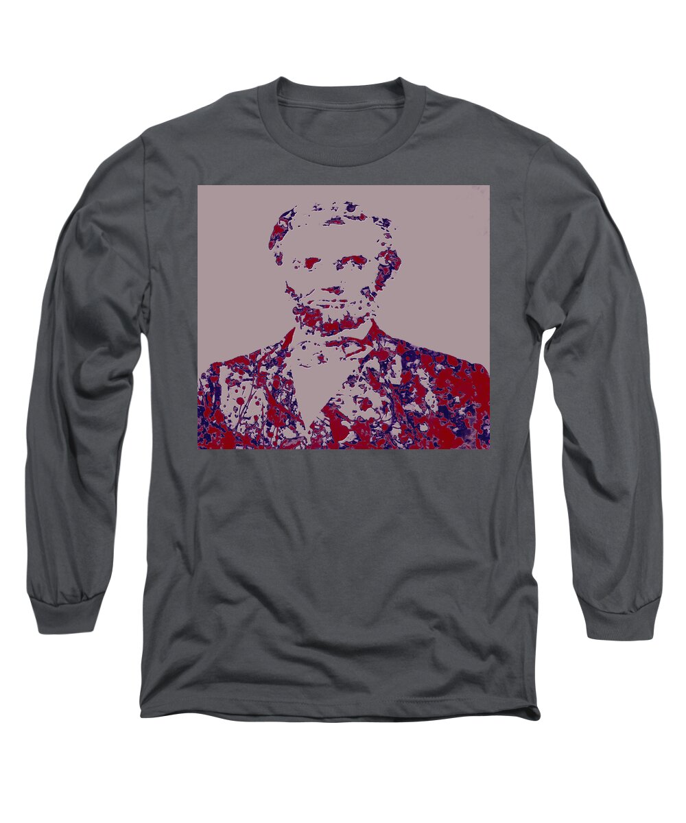 Abraham Lincoln Long Sleeve T-Shirt featuring the mixed media Abraham Lincoln 4c by Brian Reaves