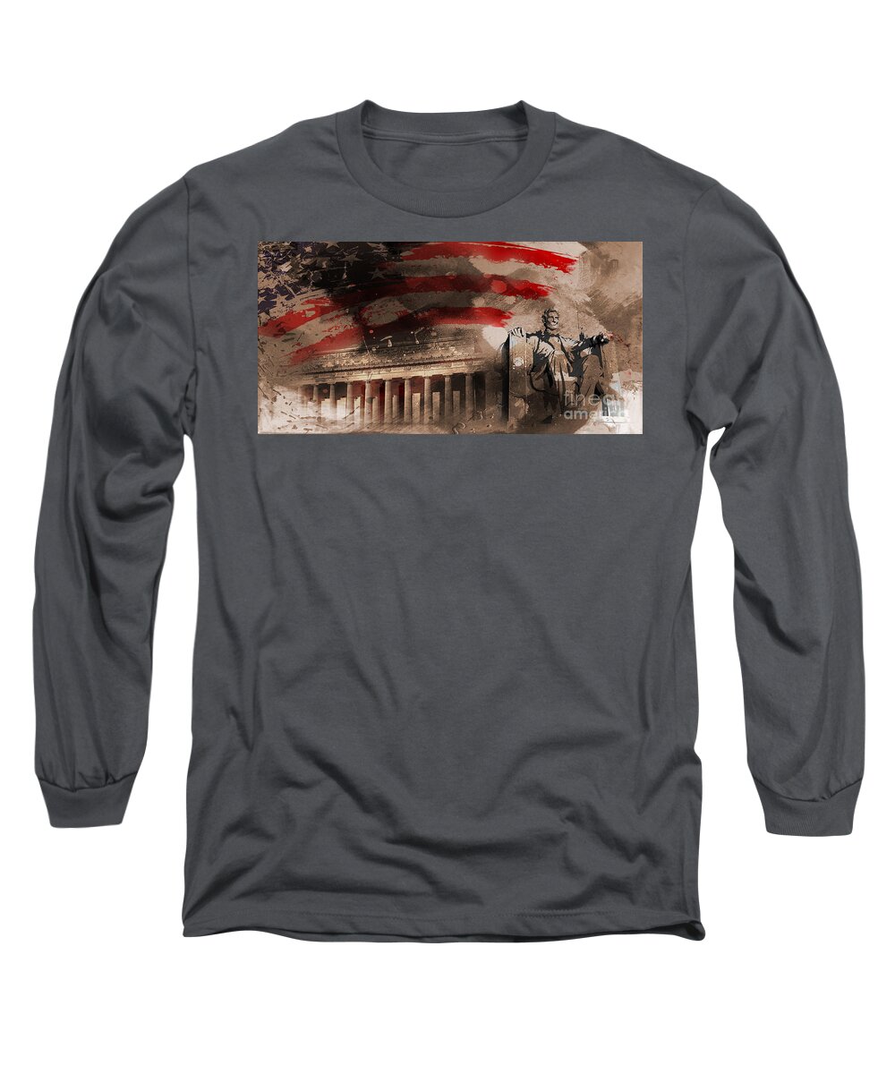 American Long Sleeve T-Shirt featuring the painting Abraham Lincoln by Gull G