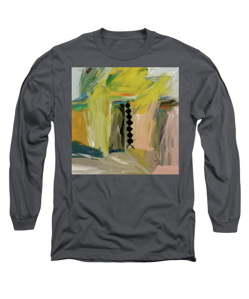 Calligraphy Long Sleeve T-Shirt featuring the painting Abstract Calligraphy 28 327 1 by Mawra Tahreem