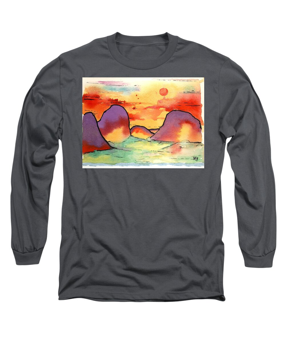 Abstract Landscape Long Sleeve T-Shirt featuring the painting Abstract Landscape 006 by Joe Michelli