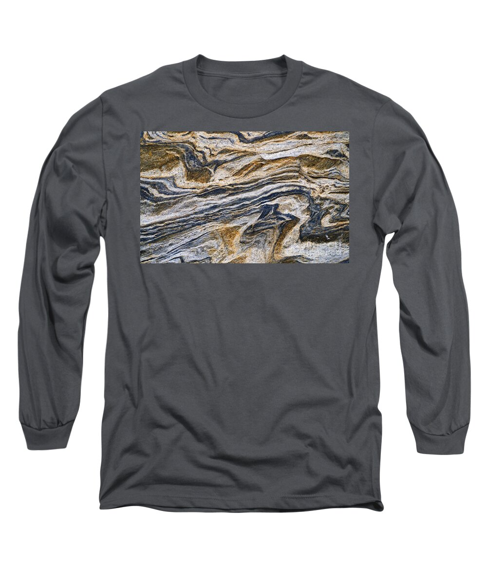 821 Long Sleeve T-Shirt featuring the photograph Abstract Nature Tropical Beach Rock 821 Blue Orange by Ricardos Creations