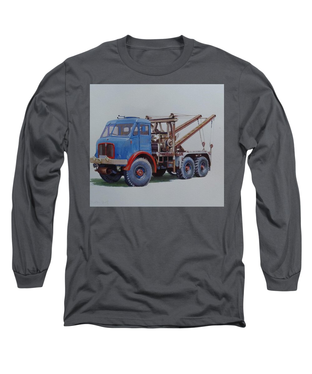 Aec Long Sleeve T-Shirt featuring the painting AEC Militant wrecker. by Mike Jeffries