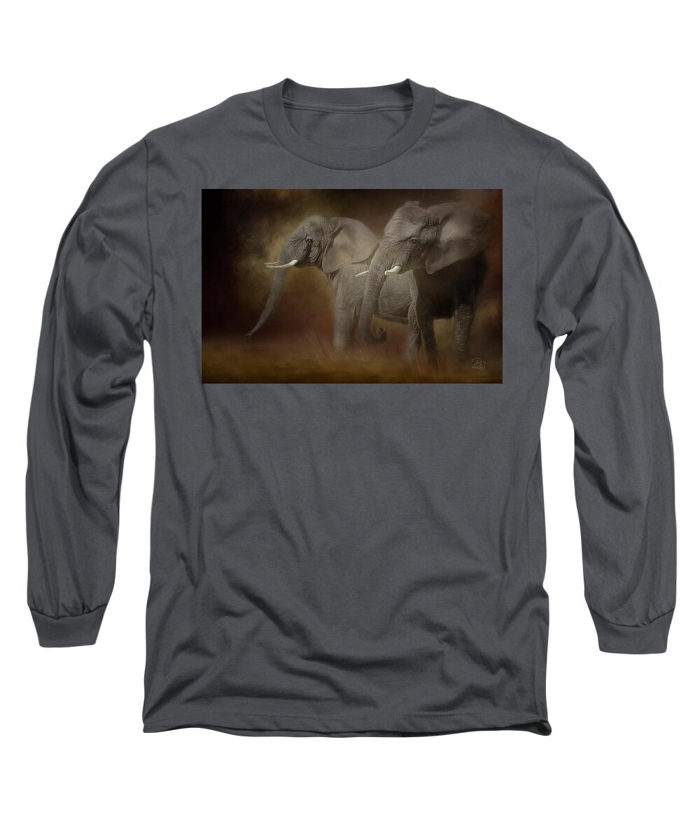 Elephant Long Sleeve T-Shirt featuring the photograph African Elephants by Debra Boucher