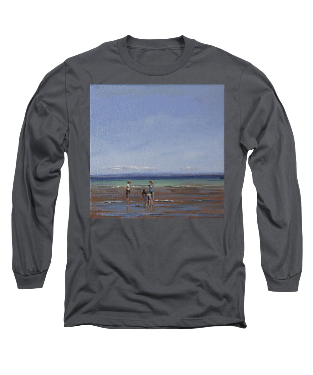 Seascape Long Sleeve T-Shirt featuring the painting After the Walk II by Trina Teele