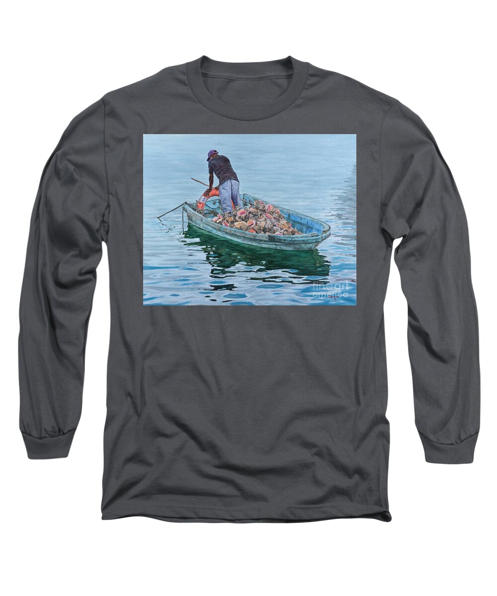 Roshanne Long Sleeve T-Shirt featuring the painting Afternoon Repose by Roshanne Minnis-Eyma