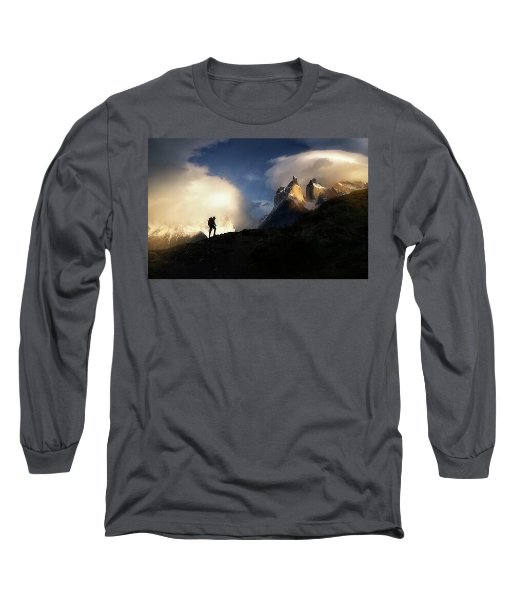 Paine Massif Long Sleeve T-Shirt featuring the photograph Alone by Nicki Frates