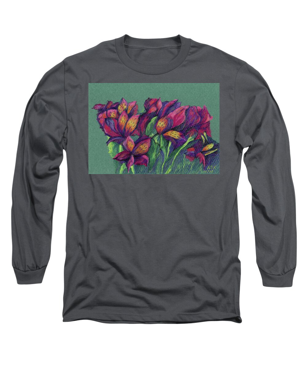 Flowers Long Sleeve T-Shirt featuring the pastel Altermyria by Anne Katzeff