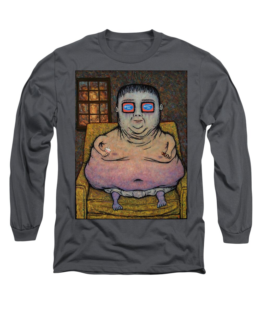 American Idol Long Sleeve T-Shirt featuring the painting American Idle by James W Johnson