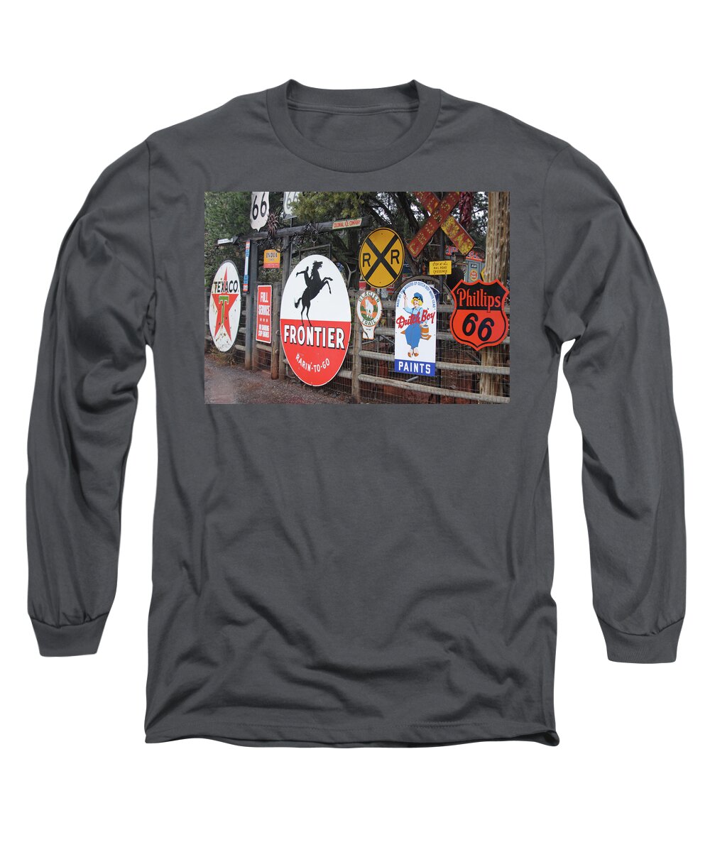 Road Signs Long Sleeve T-Shirt featuring the photograph Americana Rt.66 by Elvira Butler