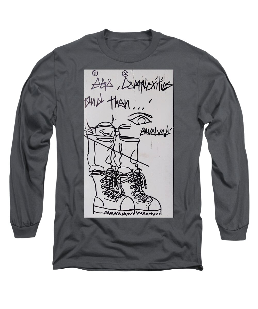 Graffiti Long Sleeve T-Shirt featuring the drawing And Then... by Aort Reed