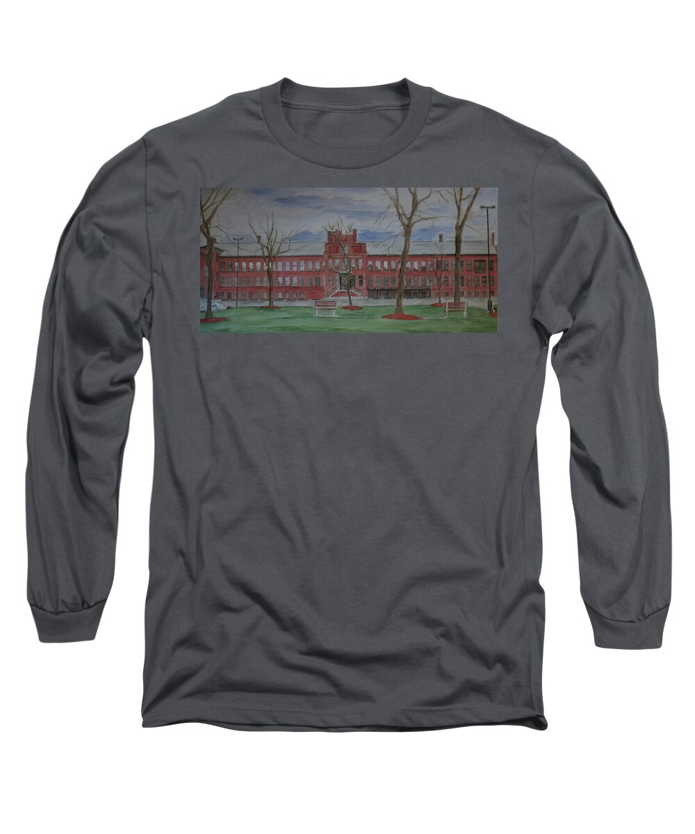 Springfield Long Sleeve T-Shirt featuring the painting Andrew M Scibelli Enterprise Center Springfield MA by Imagery-at- Work