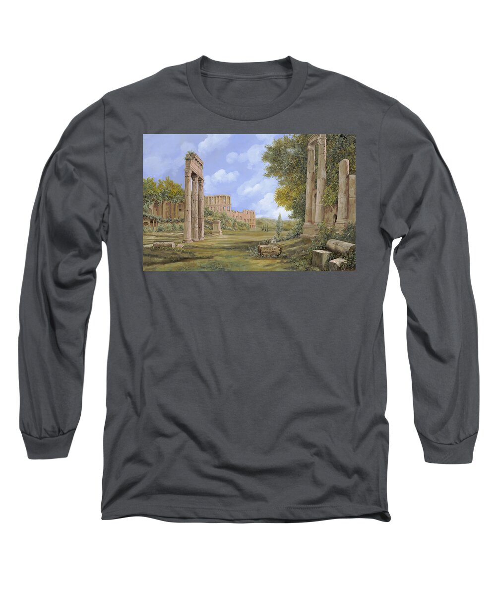 Landscapes Long Sleeve T-Shirt featuring the painting Anfiteatro Romano by Guido Borelli