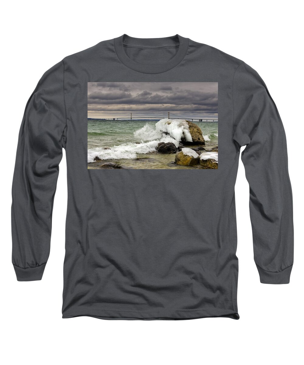  Mackinac Bridge Long Sleeve T-Shirt featuring the photograph Another Point of View by Steve L'Italien
