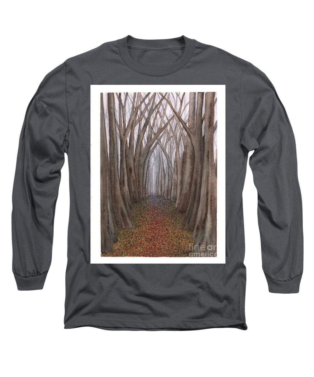 Forest Long Sleeve T-Shirt featuring the painting Another Trip into the Woods by Hilda Wagner