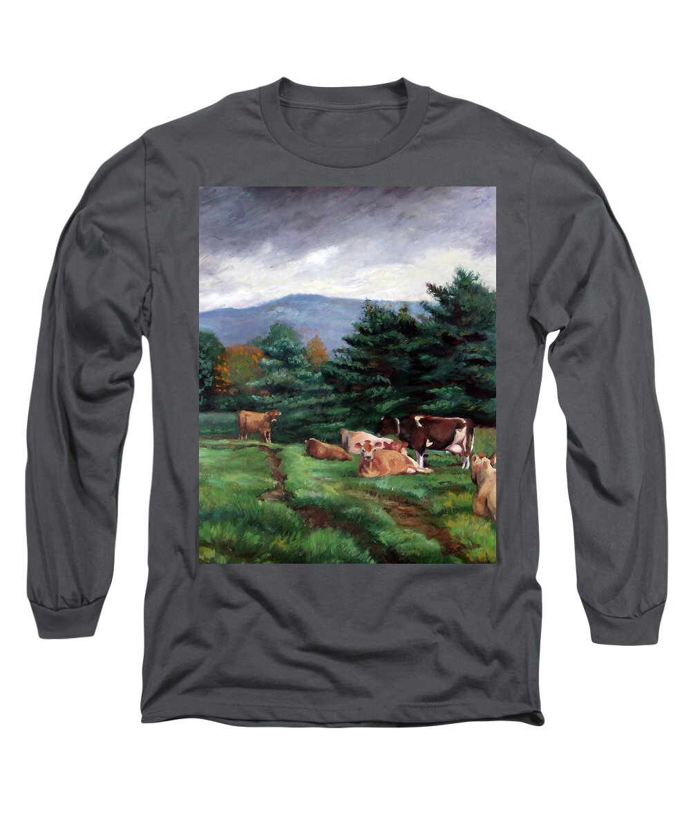 Storm Clouds Long Sleeve T-Shirt featuring the painting Approaching Storm by Marie Witte