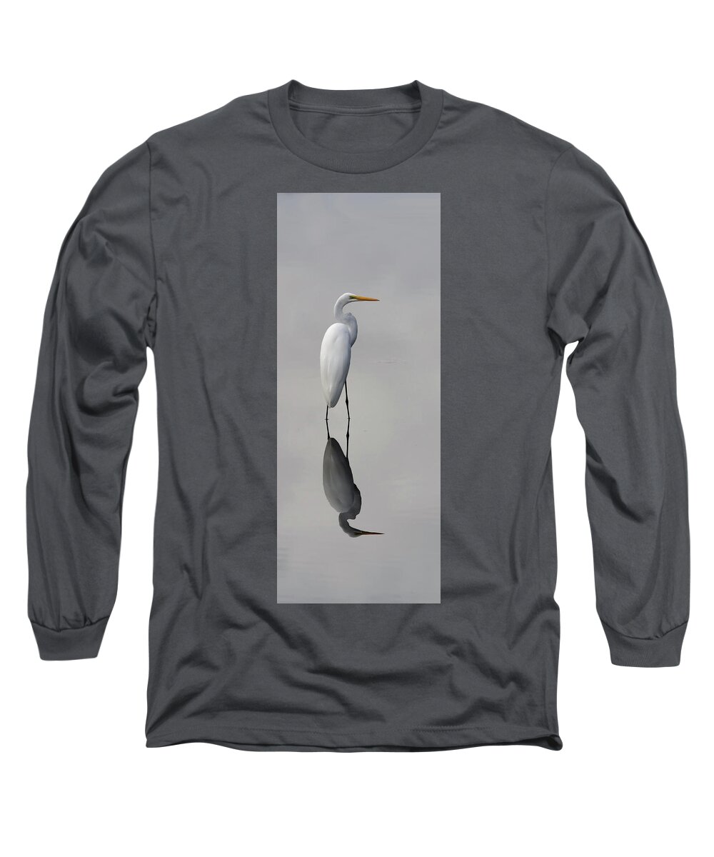 Egret Long Sleeve T-Shirt featuring the photograph Argent Mirror #2 by Paul Rebmann