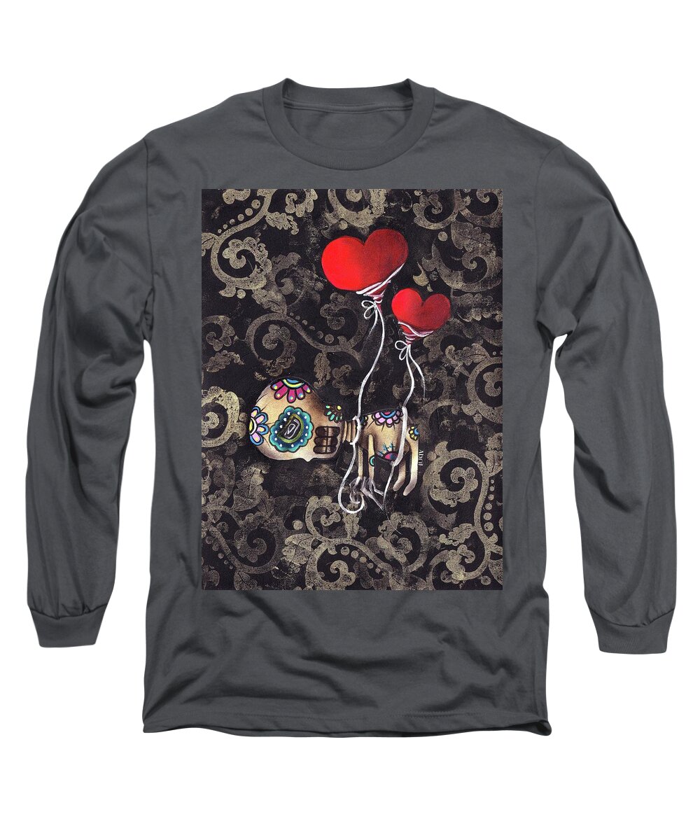 Day Of The Dead Long Sleeve T-Shirt featuring the painting Asphyxiated by Abril Andrade