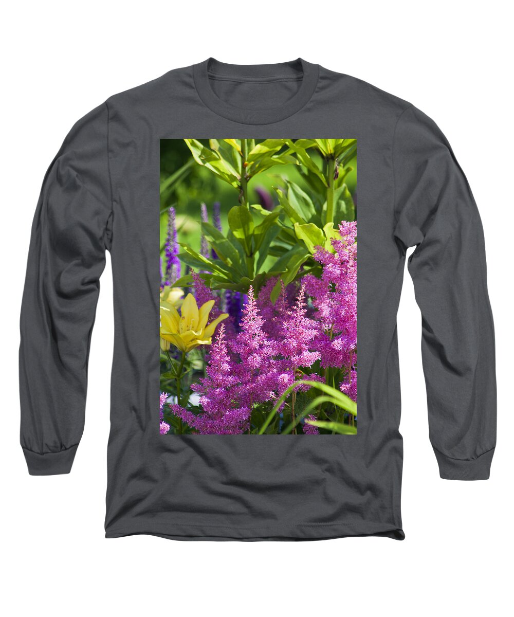Astilbe Long Sleeve T-Shirt featuring the photograph Astilbe In The Garden by Sandra Foster