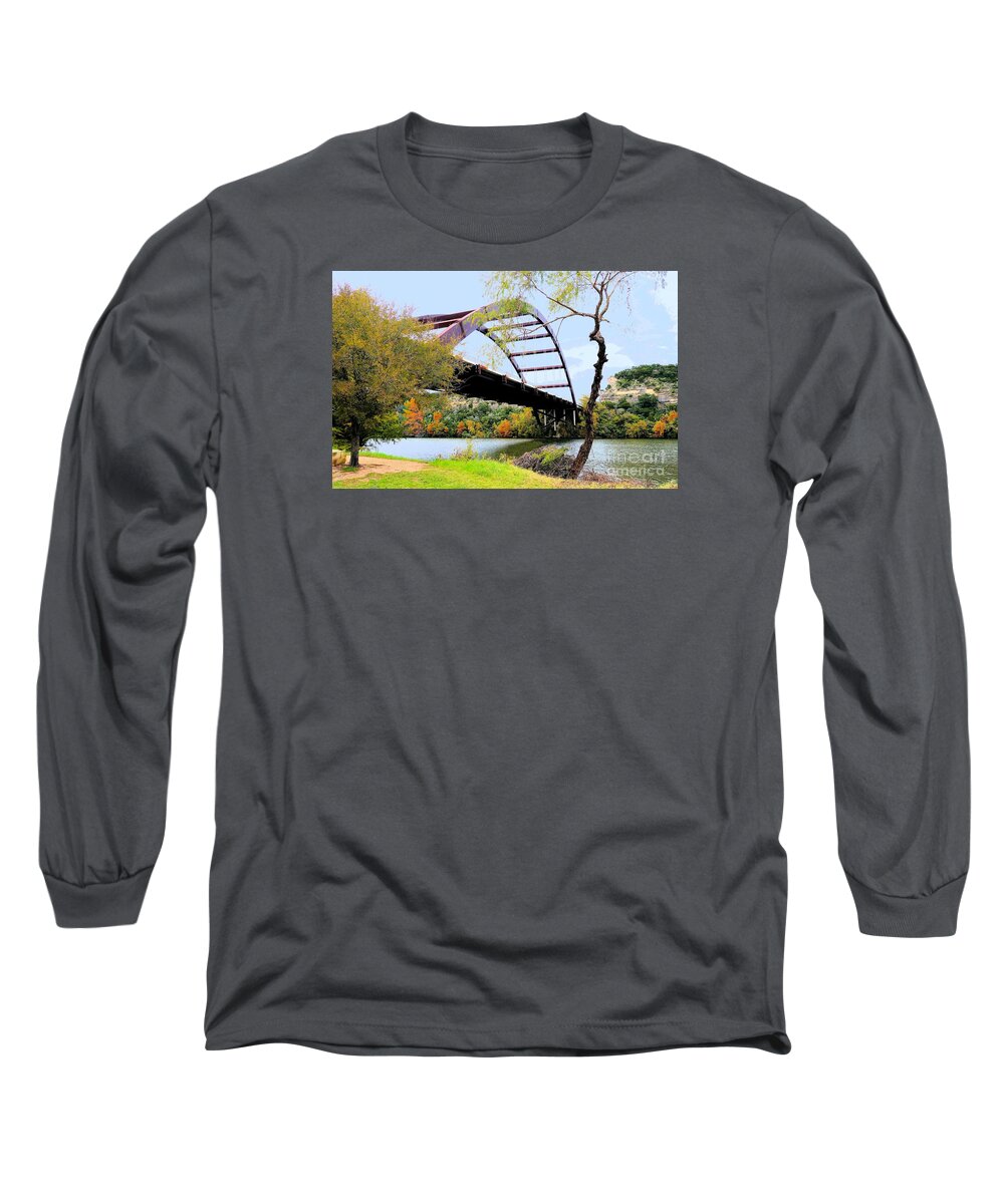 Austin Long Sleeve T-Shirt featuring the photograph Austin Pennybacker Bridge in Autumn by Janette Boyd