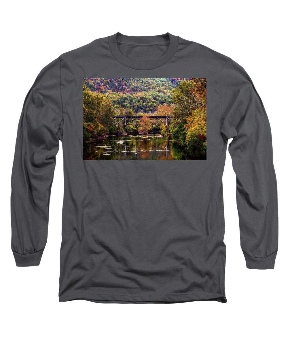 Autumn Long Sleeve T-Shirt featuring the photograph Autumn bridge by Ronda Ryan