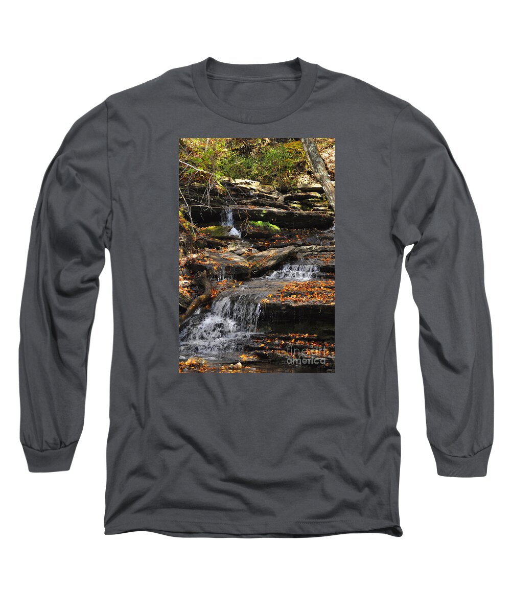 Diane Berry Long Sleeve T-Shirt featuring the photograph Autumn Brook by Diane E Berry