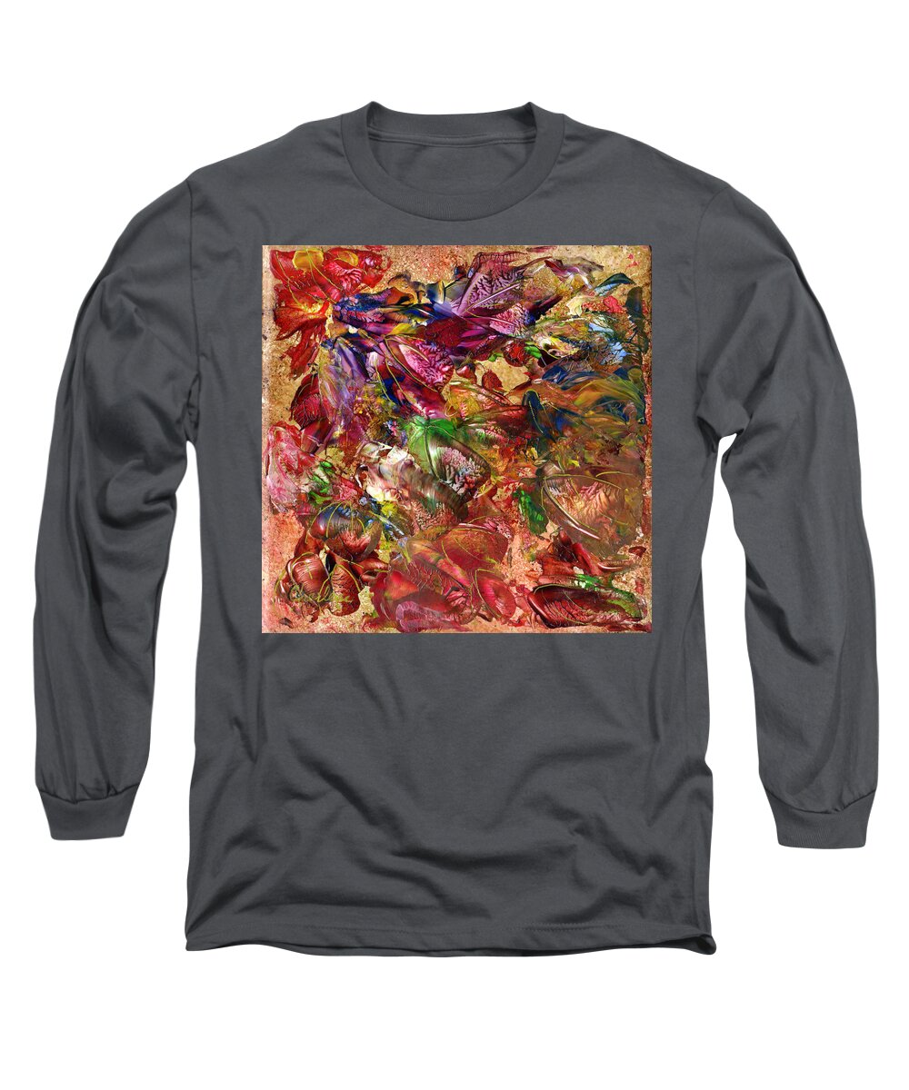 Abstract Long Sleeve T-Shirt featuring the painting Autumn Leaves by Charlene Fuhrman-Schulz