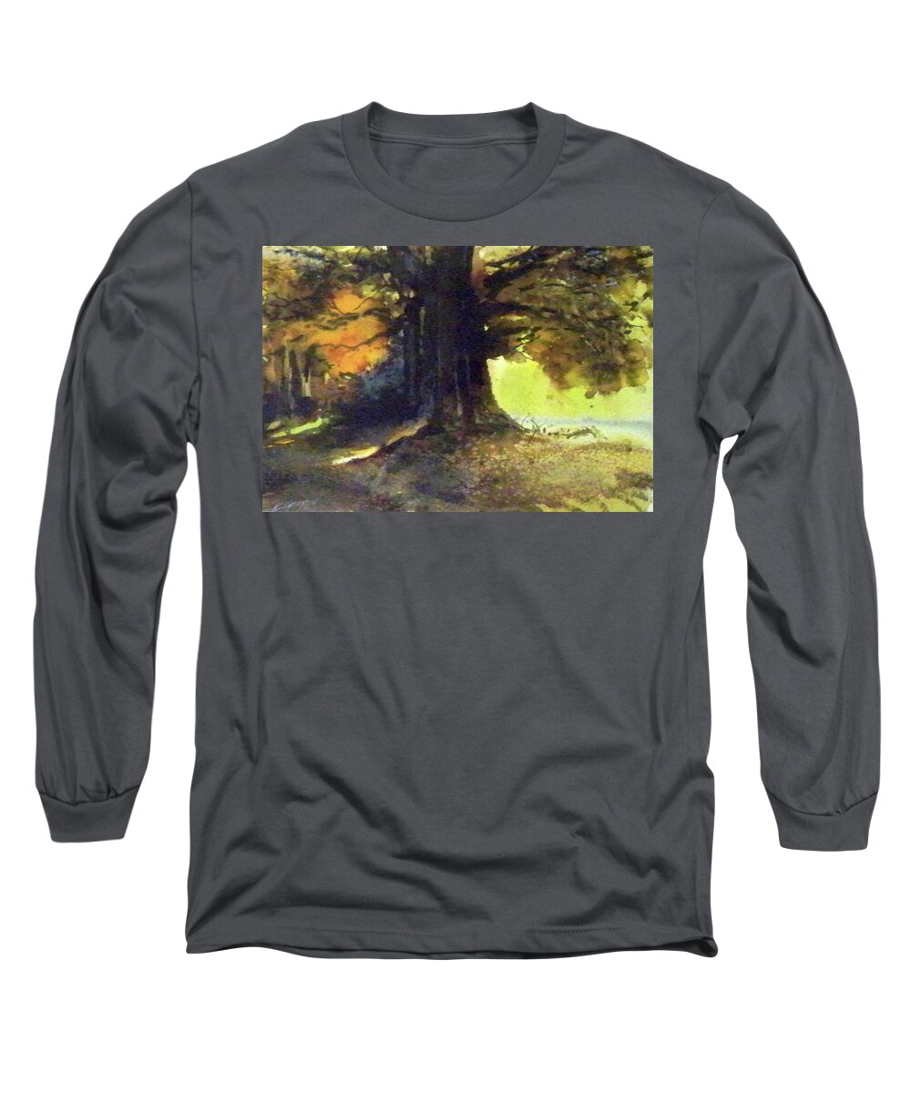 Outdoors Nature Travel Trees Light Long Sleeve T-Shirt featuring the painting S'il Vou Plait by Ed Heaton