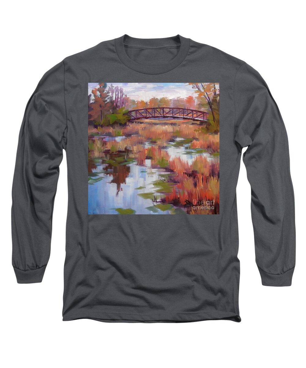 Nature Long Sleeve T-Shirt featuring the painting Autumn Span by K M Pawelec