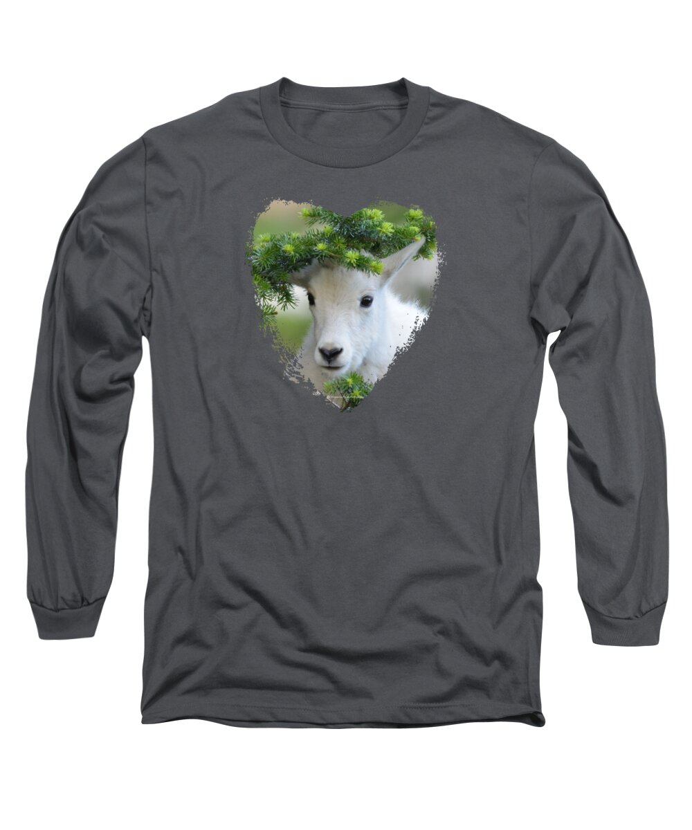 Mountain Goat Long Sleeve T-Shirt featuring the photograph Baby Mountain Goat Heart by Whispering Peaks Photography