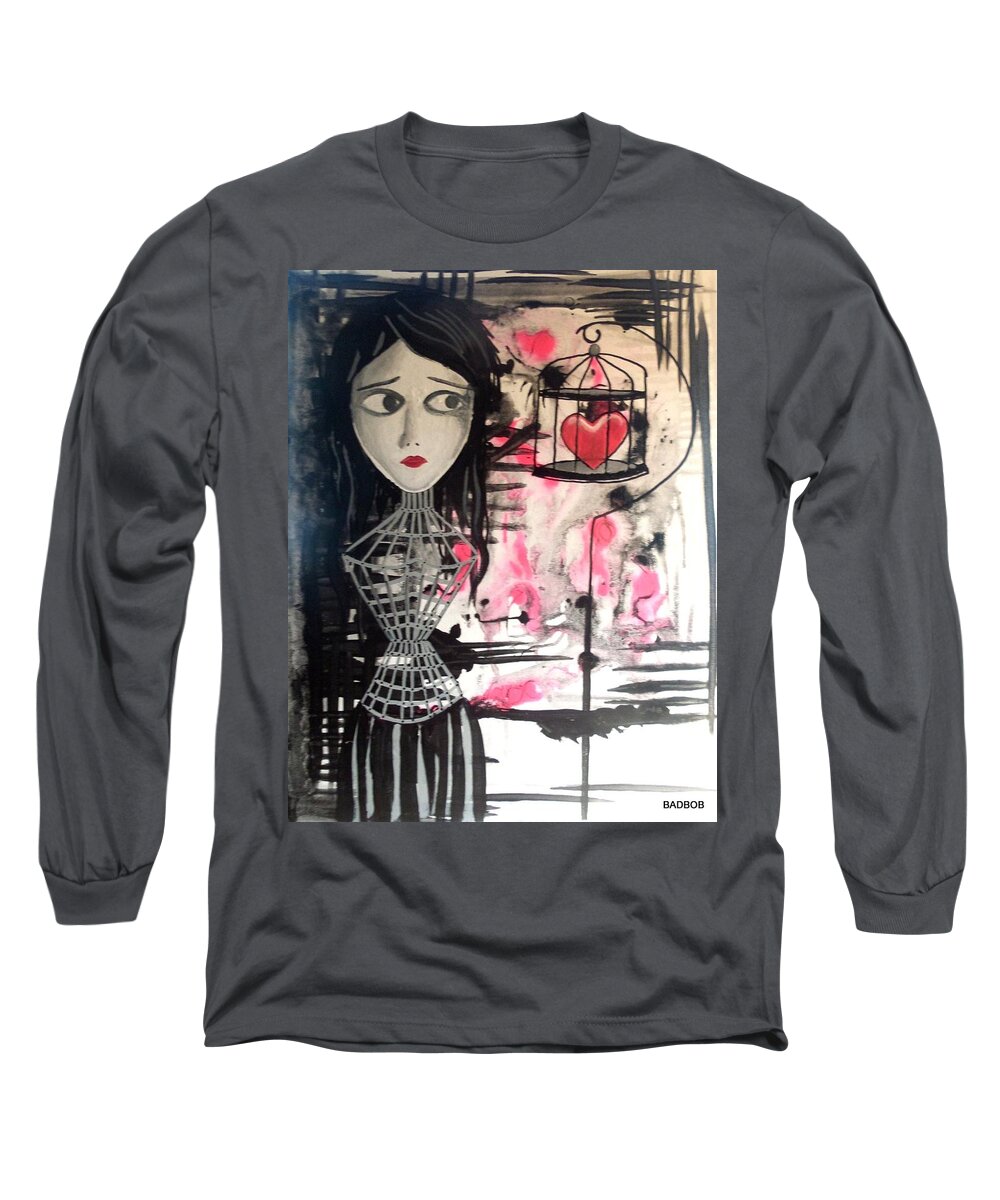 Dolls Long Sleeve T-Shirt featuring the painting Badheart by Robert Francis