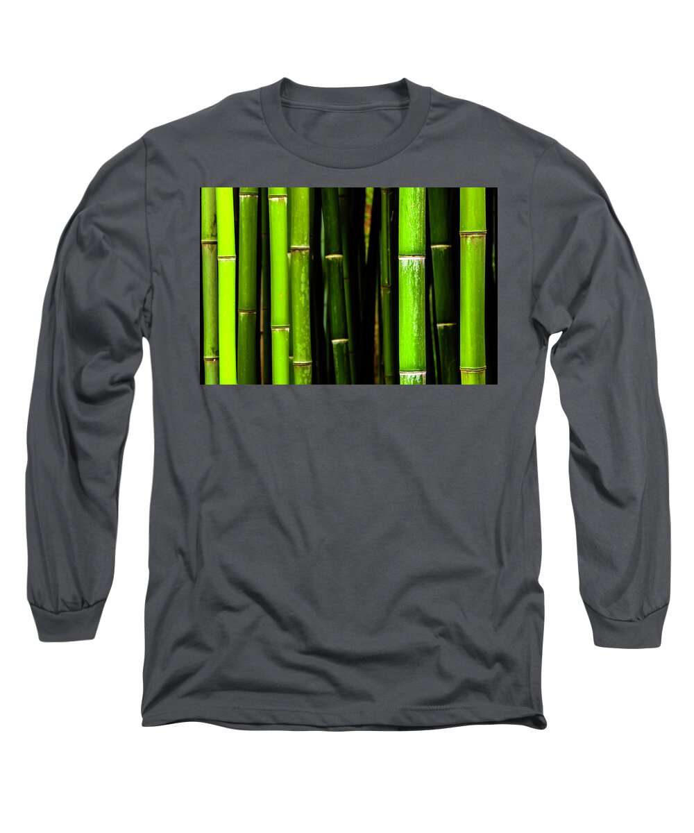 Green Bamboo Long Sleeve T-Shirt featuring the photograph Bamboo Sticks by Wolfgang Stocker