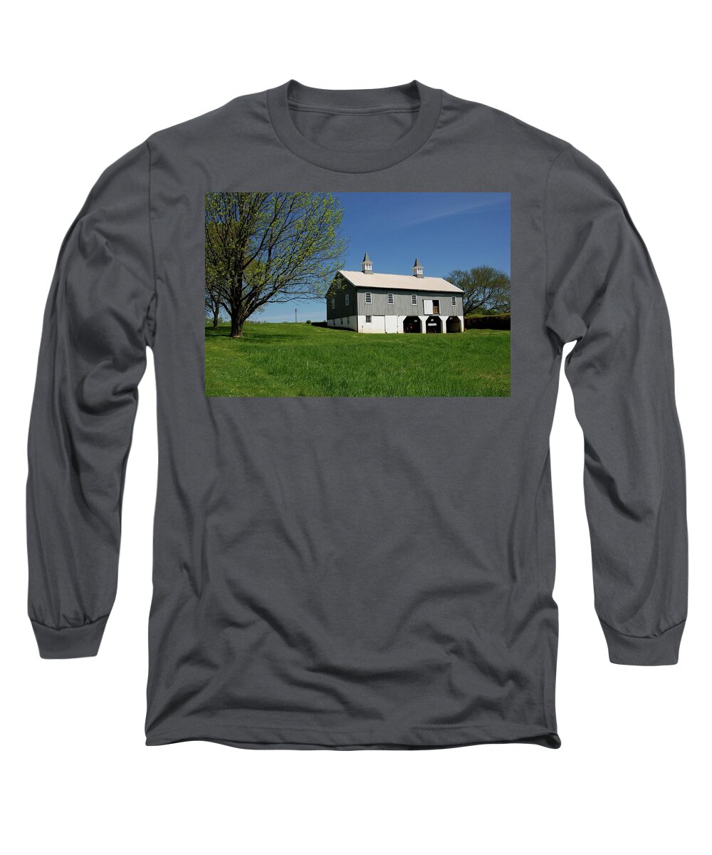 Barn Long Sleeve T-Shirt featuring the photograph Barn In The Country - Bayonet Farm by Angie Tirado