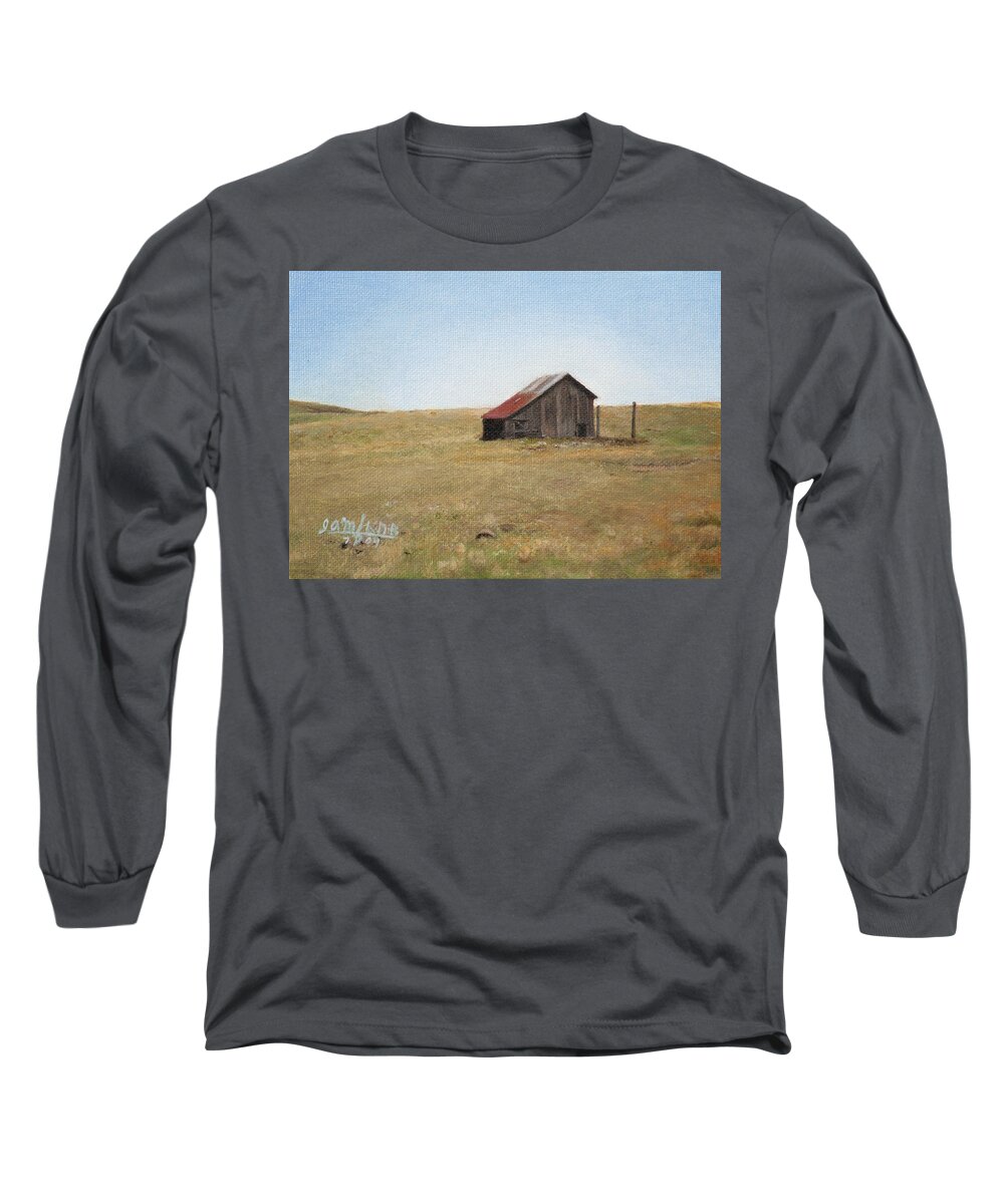 Landscape Long Sleeve T-Shirt featuring the painting Barn by Joshua Martin