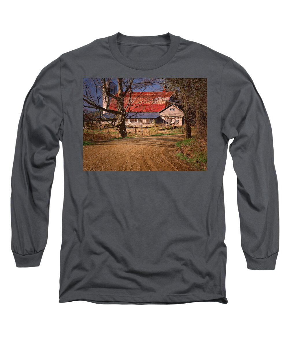 Barn Long Sleeve T-Shirt featuring the photograph Barn Monkton Vermont by George Robinson