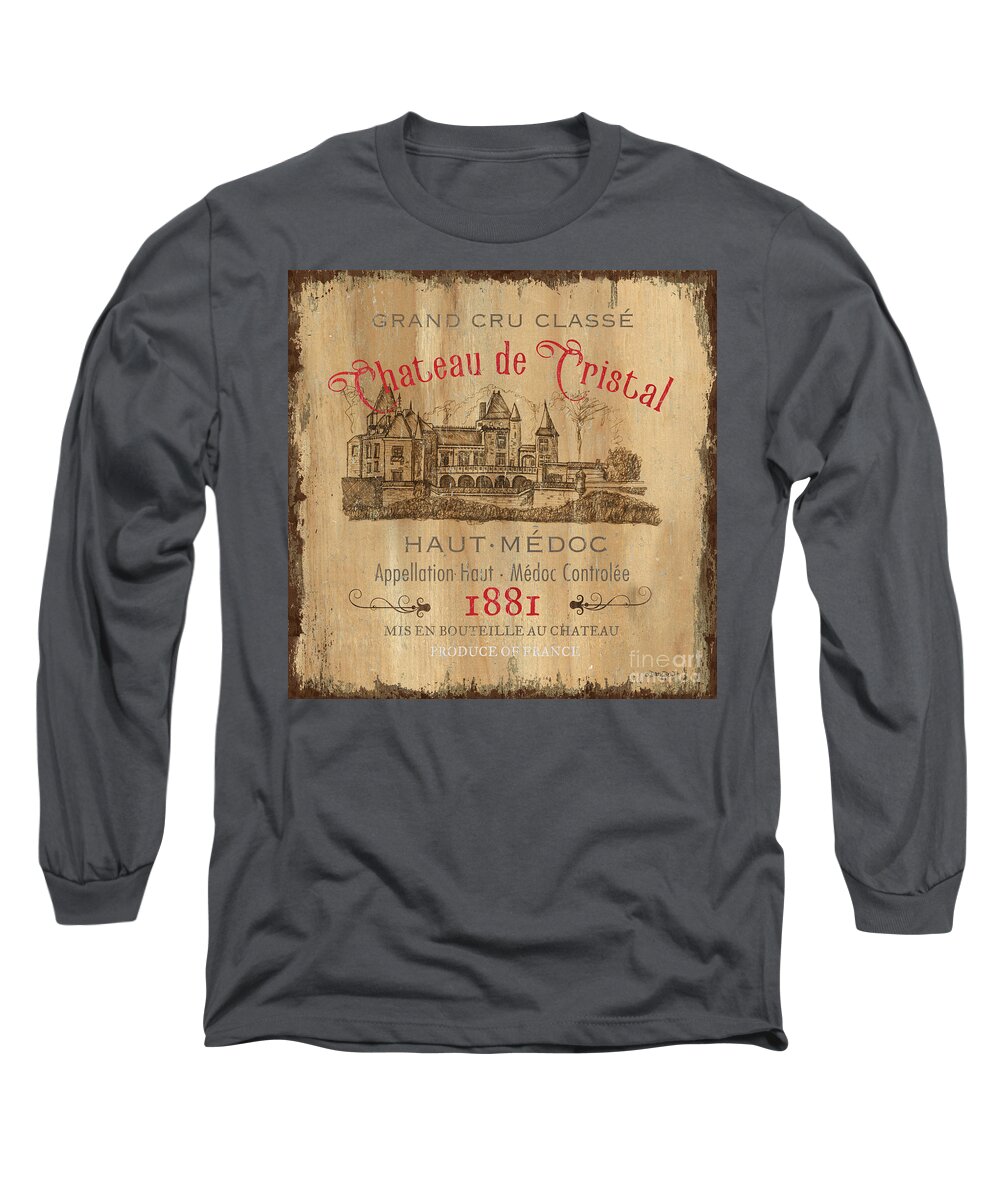 Wine Long Sleeve T-Shirt featuring the painting Barrel Wine Label 1 by Debbie DeWitt
