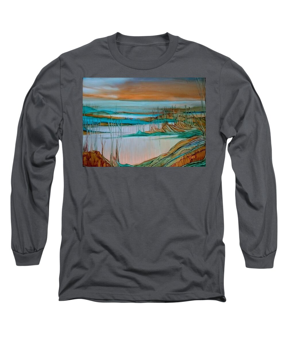 Alcohol Ink Prints Long Sleeve T-Shirt featuring the painting Barren by Betsy Carlson Cross