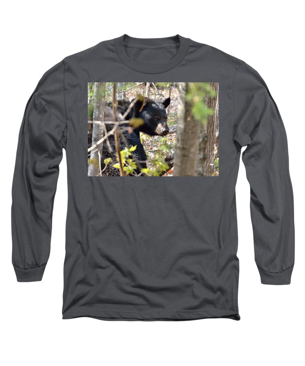 Nature Long Sleeve T-Shirt featuring the photograph Bashful Black Bear by David Porteus