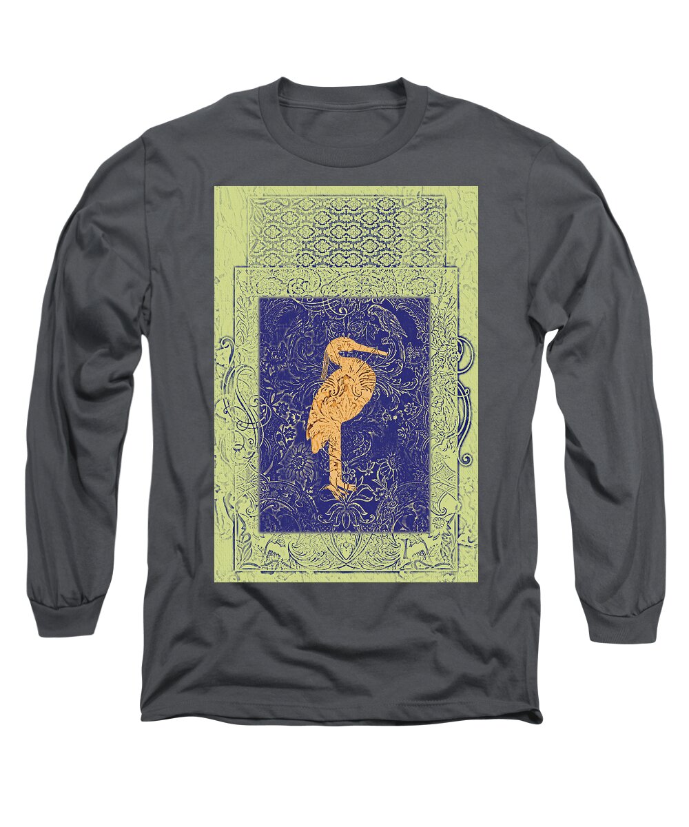 Birds Long Sleeve T-Shirt featuring the painting Batik Birds 10 by Priscilla Huber
