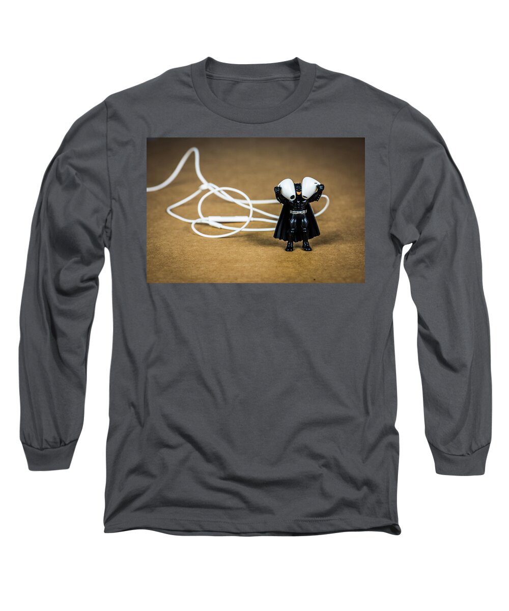 Batman Long Sleeve T-Shirt featuring the photograph Batman Likes Music Too by Tammy Ray