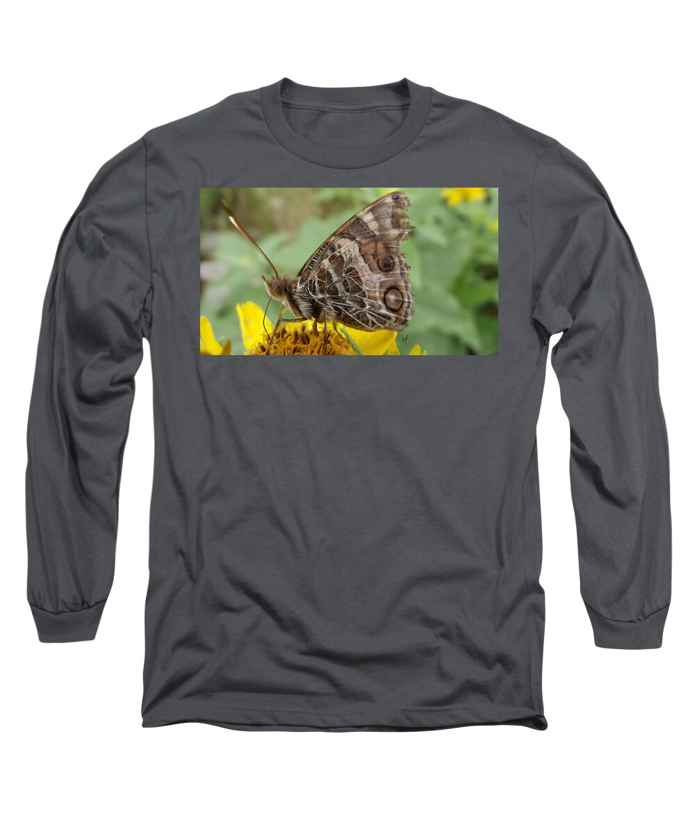 Macro Long Sleeve T-Shirt featuring the photograph Battered Tattered Butterfly by Shelli Fitzpatrick