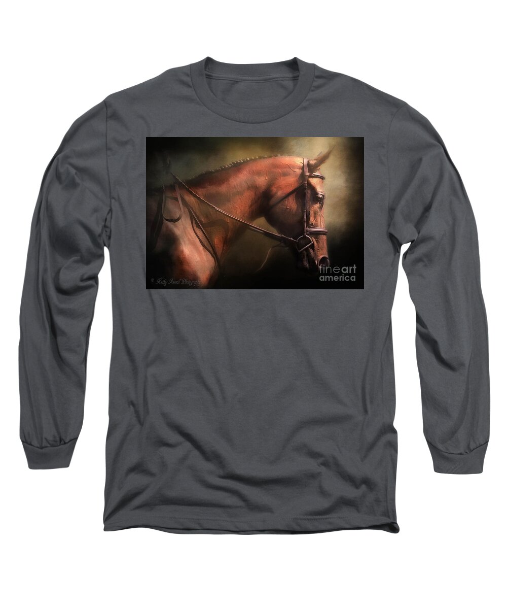Thoroughbred Long Sleeve T-Shirt featuring the photograph Bay Thoroughbred by Kathy Russell