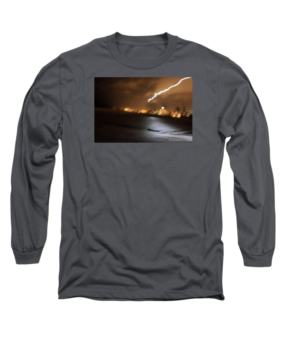 Abstract Long Sleeve T-Shirt featuring the photograph Beach Night 4 by David Ralph Johnson