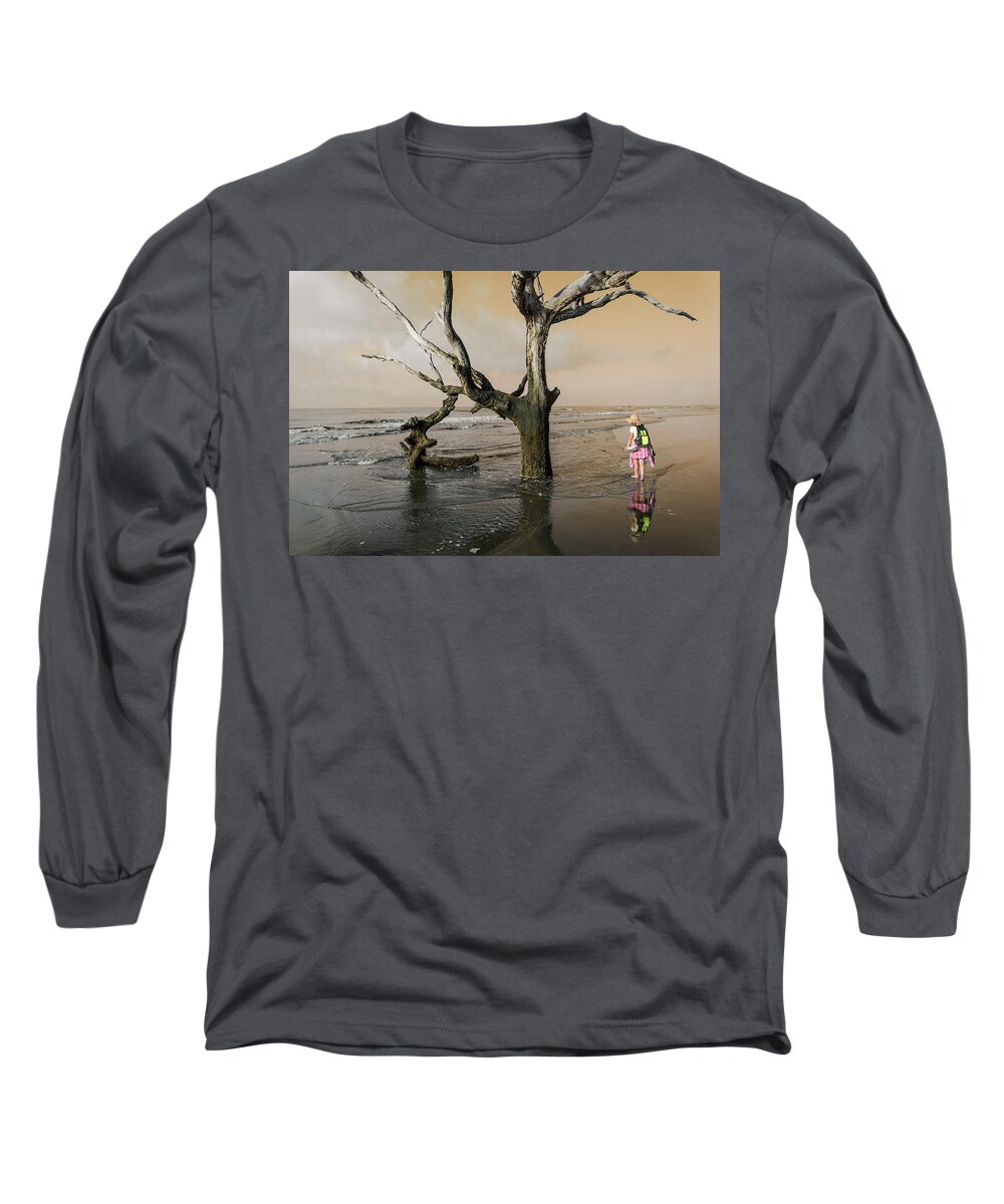 Ocean Long Sleeve T-Shirt featuring the photograph Beachcombing by Jim Cook